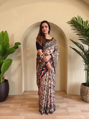 Grey art silk  woven saree 2
