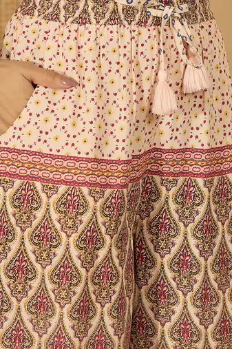 Printed v-neck tunic & trousers co-ords
