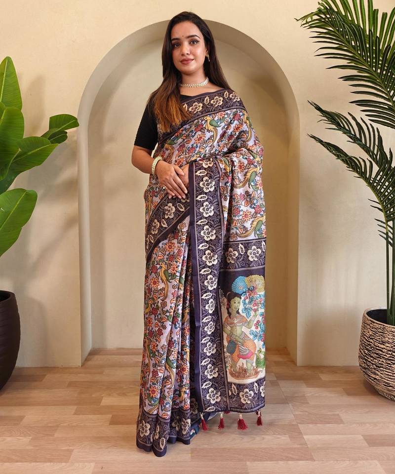 Lavender art silk  woven saree