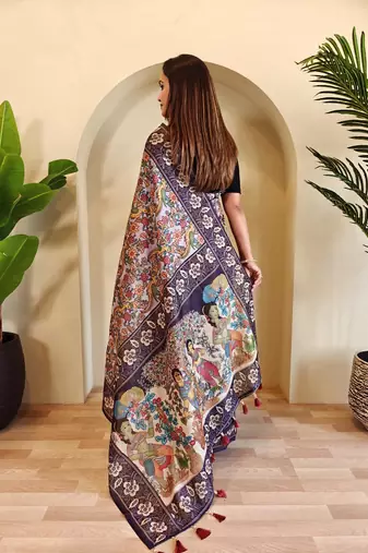 Lavender art silk  woven saree