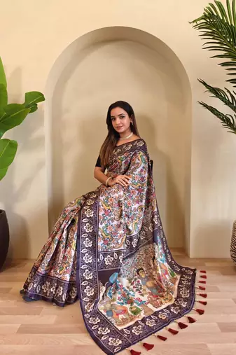 Lavender art silk  woven saree
