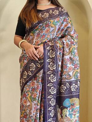 Lavender art silk  woven saree 5