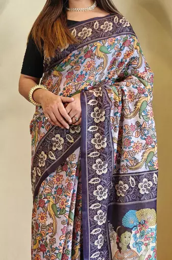 Lavender art silk  woven saree