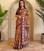 Yellow art silk  woven saree