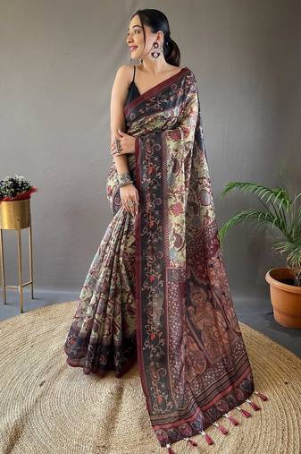 Green art silk  woven saree