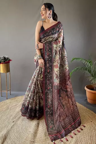 Green art silk  woven saree