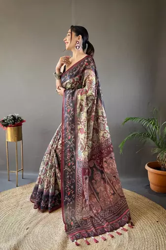 Green art silk  woven saree