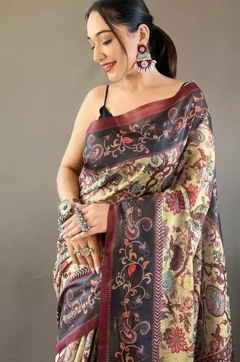 Green art silk  woven saree