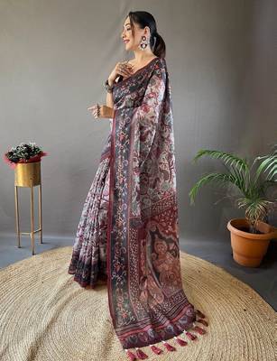 Grey art silk  woven saree 2