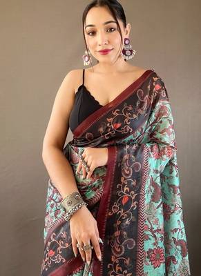Sky blue art silk  woven saree 3