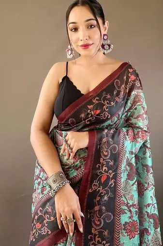 Sky blue art silk  woven saree