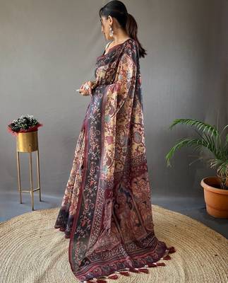Yellow art silk  woven saree 2