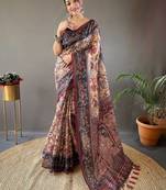 Yellow art silk  woven saree