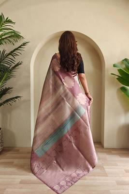 Baby pink art silk  woven saree 3