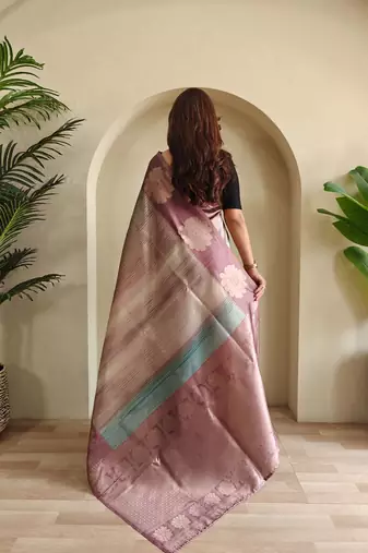 Baby pink art silk  woven saree