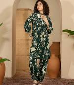Women green pure cotton printed co-ords