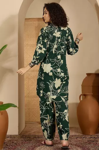 Women green pure cotton printed co-ords