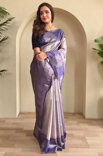 Lavender art silk  woven saree