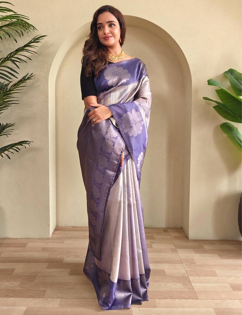 Lavender art silk  woven saree