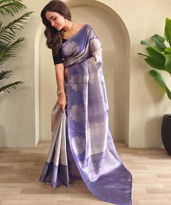 Lavender art silk  woven saree 2
