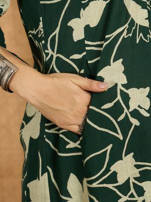 Women green pure cotton printed co-ords 4