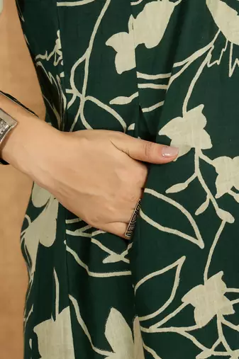 Women green pure cotton printed co-ords