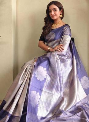 Lavender art silk  woven saree 4