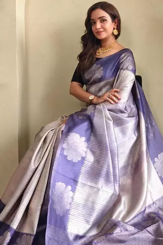 Lavender art silk  woven saree