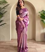 Onion pink art silk  woven saree