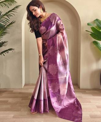 Onion pink art silk  woven saree 2