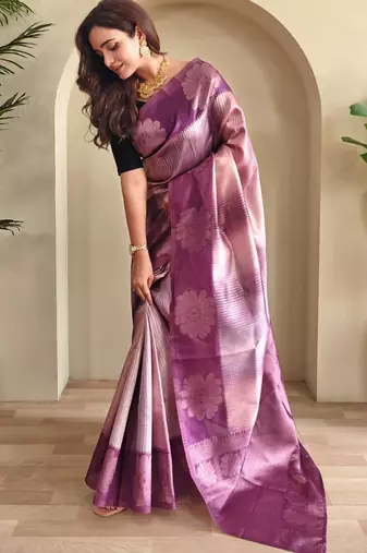 Onion pink art silk  woven saree