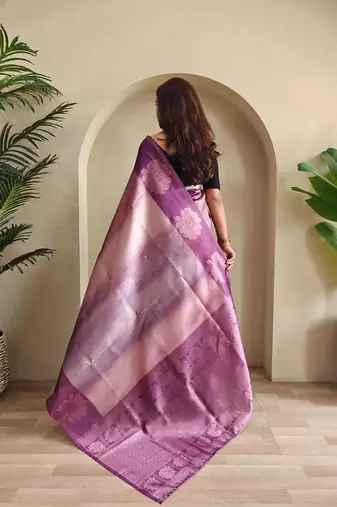 Onion pink art silk  woven saree