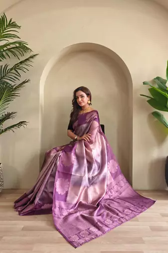 Onion pink art silk  woven saree