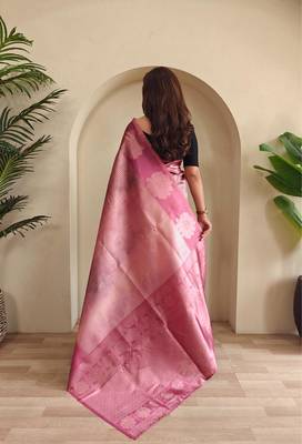 Pink art silk  woven saree 3