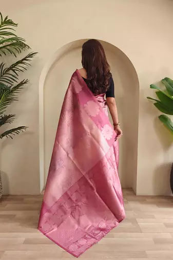 Pink art silk  woven saree