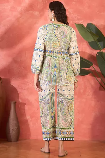 Women white pure cotton printed co-ords