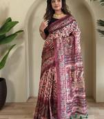 Baby pink art silk  woven saree