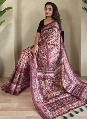 Baby pink art silk  woven saree 3