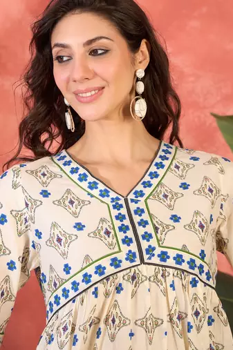 Women white pure cotton printed co-ords