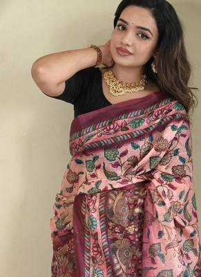 Baby pink art silk  woven saree 4