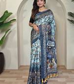 Sky blue art silk  woven saree
