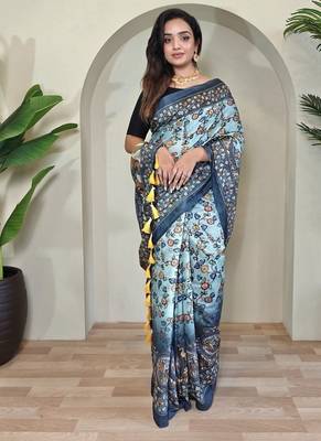 Sky blue art silk  woven saree 2