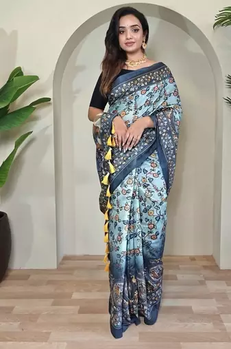 Sky blue art silk  woven saree