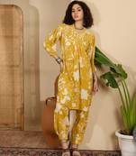 Women yellow pure cotton printed co-ords