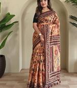 Yellow art silk  woven saree