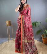 Maroon art silk  woven saree