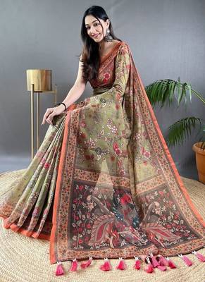 Mehendi art silk  woven saree 2