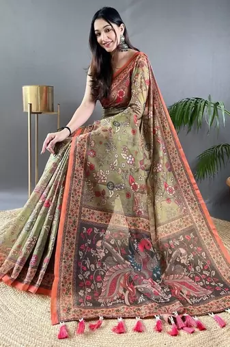 Mehendi art silk  woven saree