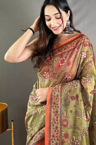 Mehendi art silk  woven saree