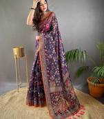 Purple art silk  woven saree